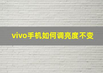 vivo手机如何调亮度不变