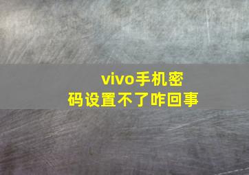 vivo手机密码设置不了咋回事