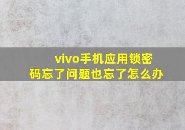 vivo手机应用锁密码忘了问题也忘了怎么办