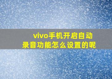 vivo手机开启自动录音功能怎么设置的呢