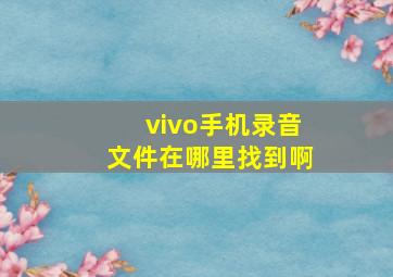 vivo手机录音文件在哪里找到啊