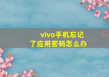 vivo手机忘记了应用密码怎么办