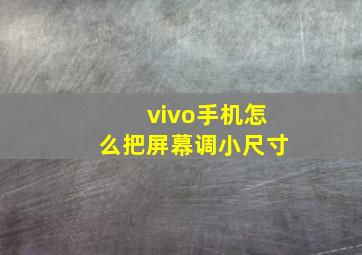 vivo手机怎么把屏幕调小尺寸