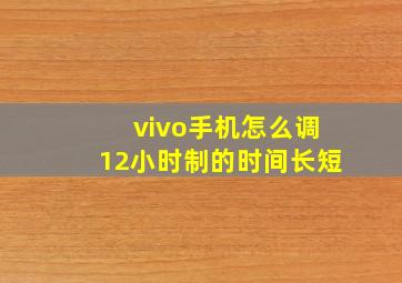 vivo手机怎么调12小时制的时间长短