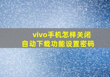 vivo手机怎样关闭自动下载功能设置密码