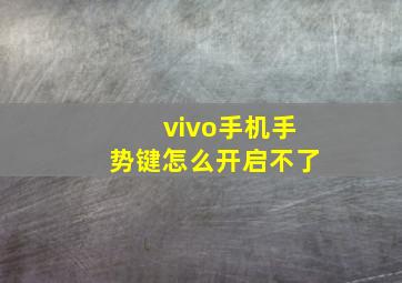 vivo手机手势键怎么开启不了