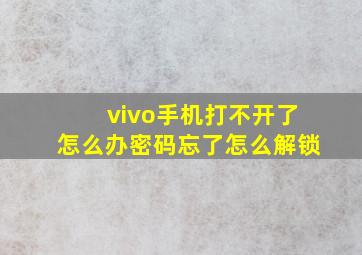 vivo手机打不开了怎么办密码忘了怎么解锁