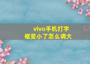 vivo手机打字框变小了怎么调大