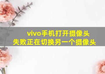 vivo手机打开摄像头失败正在切换另一个摄像头