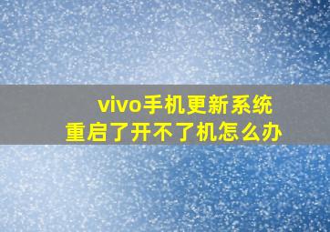 vivo手机更新系统重启了开不了机怎么办