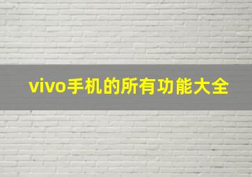 vivo手机的所有功能大全