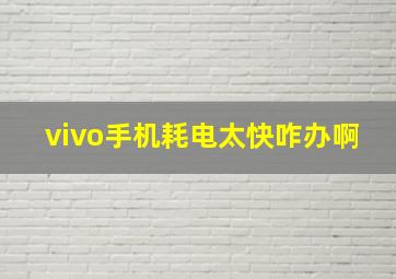 vivo手机耗电太快咋办啊