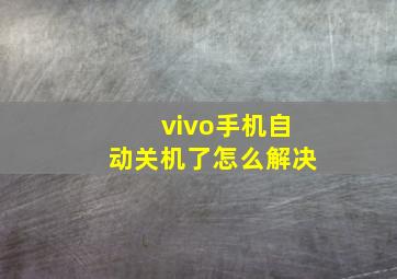 vivo手机自动关机了怎么解决