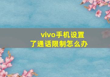 vivo手机设置了通话限制怎么办