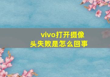 vivo打开摄像头失败是怎么回事