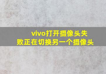 vivo打开摄像头失败正在切换另一个摄像头