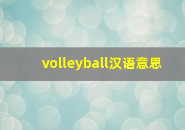 volleyball汉语意思