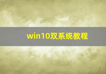 win10双系统教程