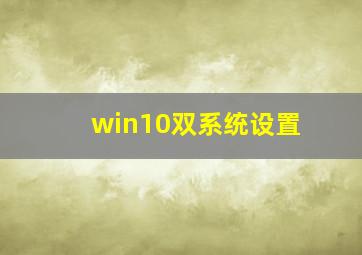 win10双系统设置