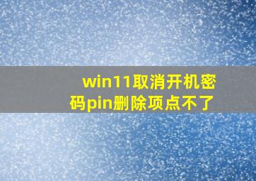 win11取消开机密码pin删除项点不了