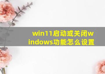 win11启动或关闭windows功能怎么设置