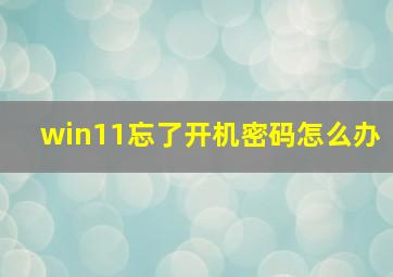 win11忘了开机密码怎么办