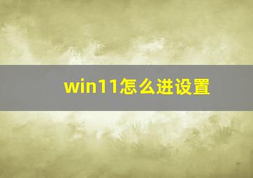 win11怎么进设置