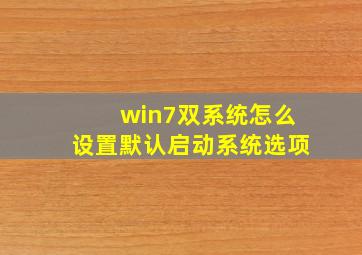 win7双系统怎么设置默认启动系统选项