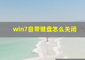 win7自带键盘怎么关闭