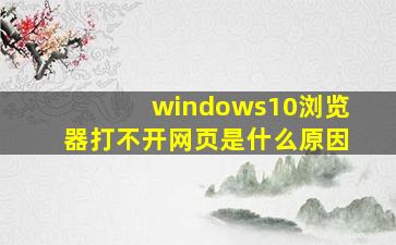 windows10浏览器打不开网页是什么原因