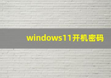 windows11开机密码