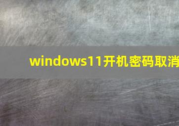 windows11开机密码取消