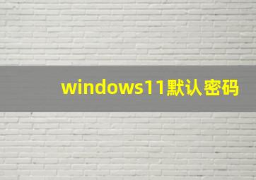 windows11默认密码