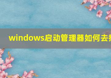 windows启动管理器如何去掉