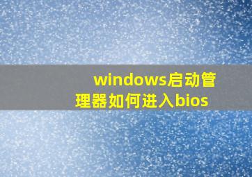 windows启动管理器如何进入bios