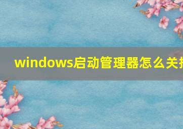 windows启动管理器怎么关掉