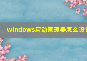 windows启动管理器怎么设置