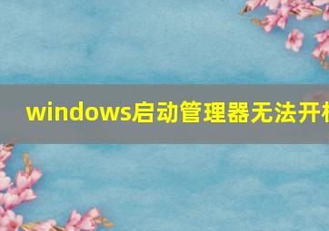 windows启动管理器无法开机