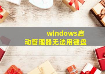 windows启动管理器无法用键盘