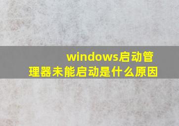 windows启动管理器未能启动是什么原因