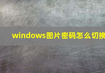 windows图片密码怎么切换