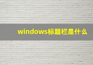 windows标题栏是什么