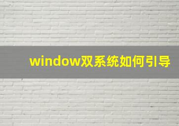 window双系统如何引导