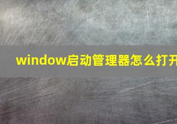 window启动管理器怎么打开