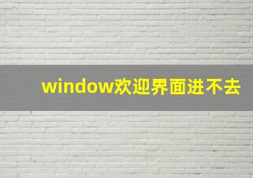 window欢迎界面进不去