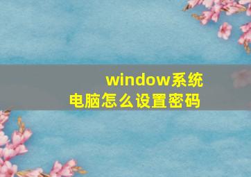 window系统电脑怎么设置密码