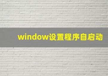 window设置程序自启动