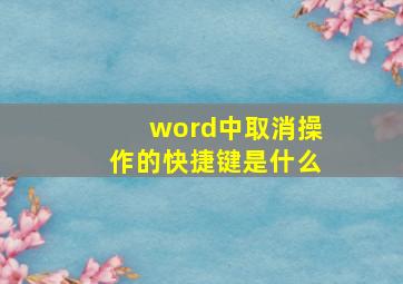 word中取消操作的快捷键是什么