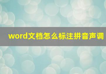 word文档怎么标注拼音声调