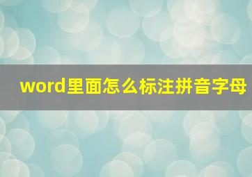 word里面怎么标注拼音字母